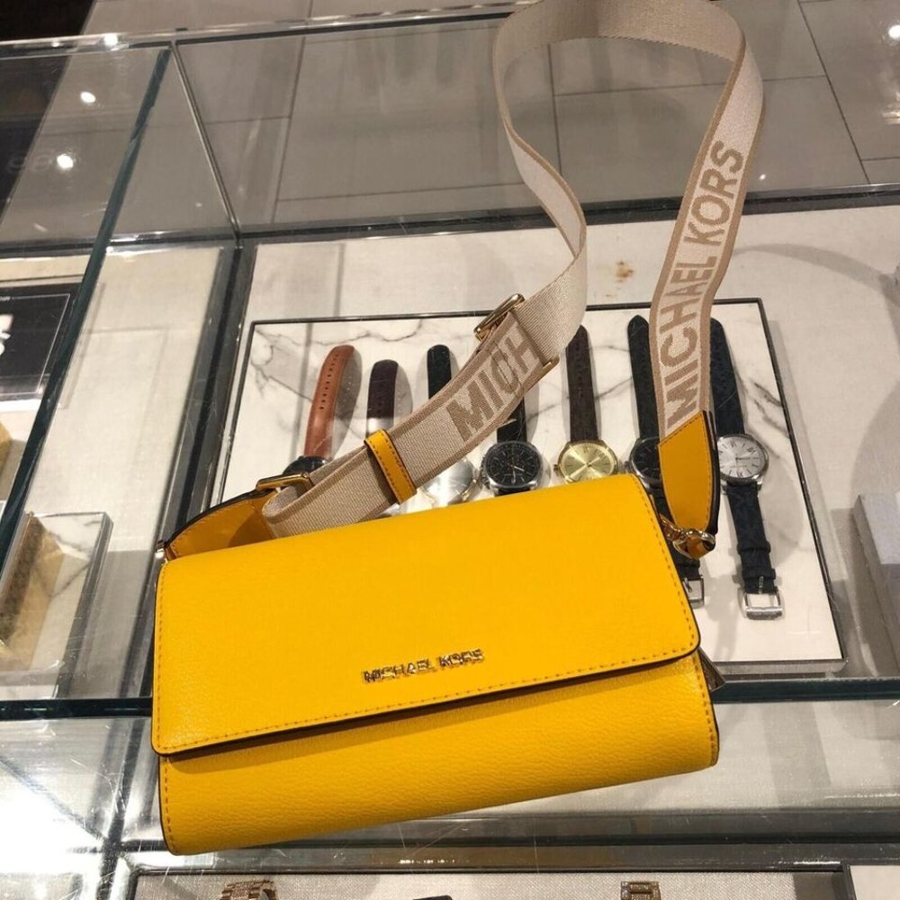 Michael Kors Jasmine Yellow: Radiant Zip Around Crossbody Statement